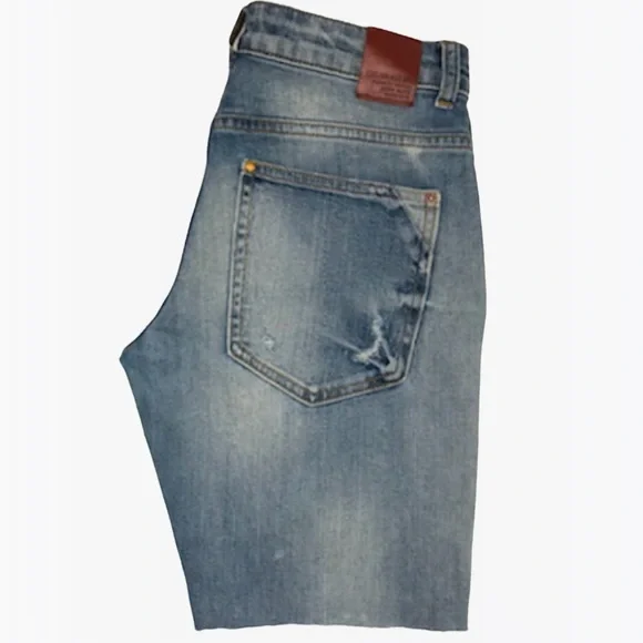 Zara Basic Premium Crafted Distressed Jean Shorts - 00 - Picture 9 of 12